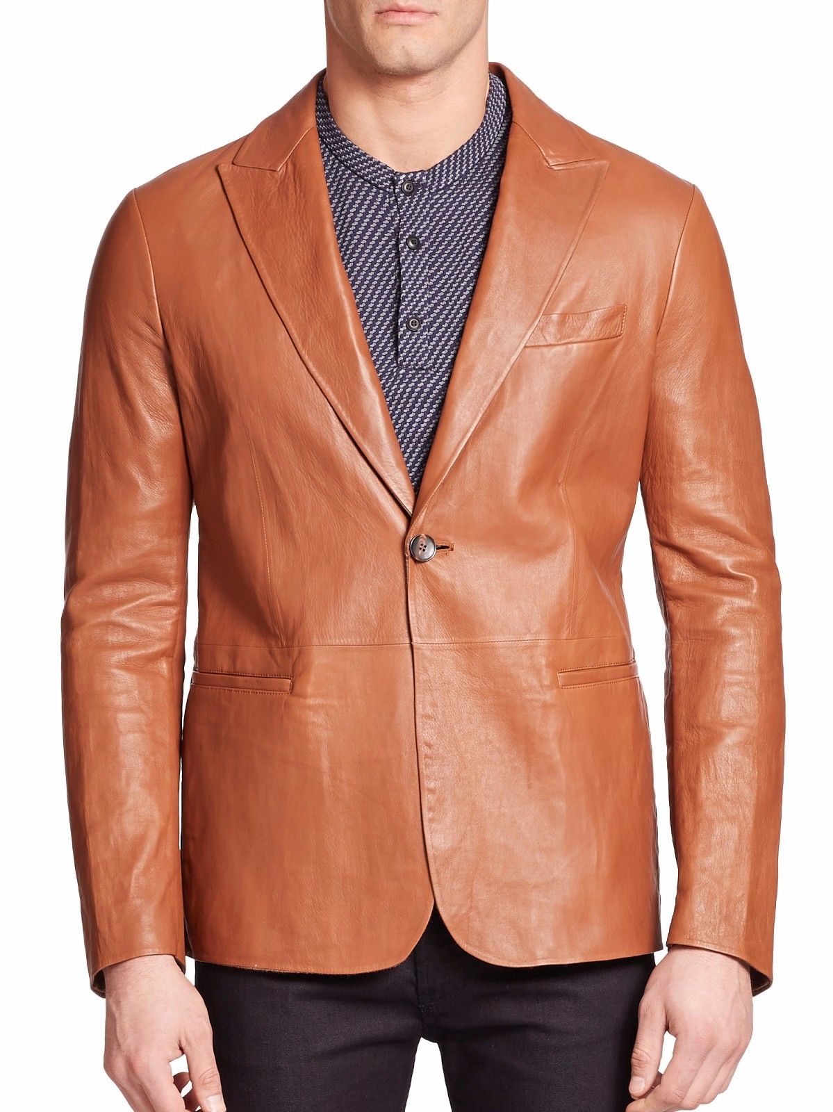 Custom Tailor Made Genuine Leather Lambskin Jacket Blazer Coat Style Tan