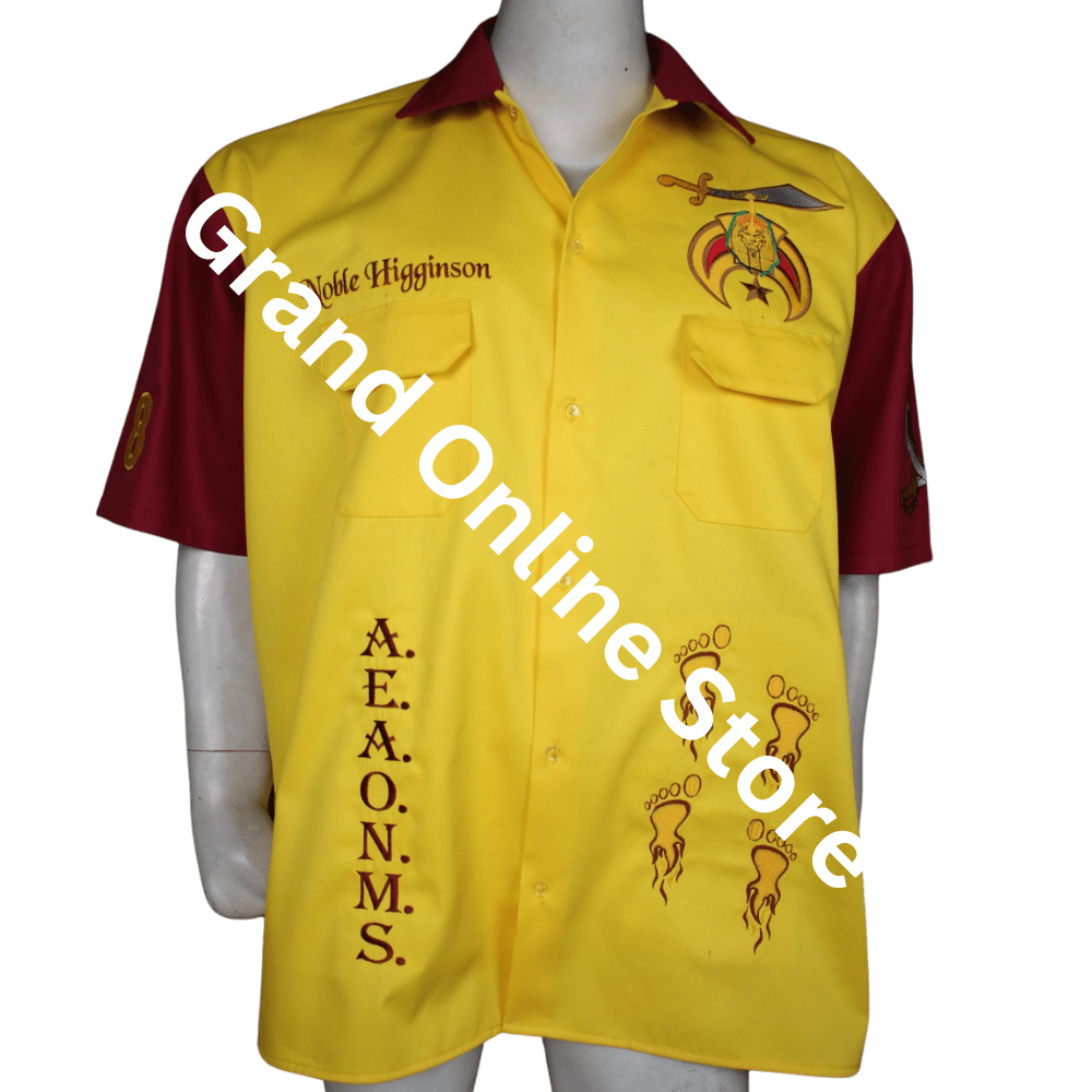 Shriner shirts, Shriners apparel, ceremonial shirts, fraternal organization shirts, quality craftsmanship, comfortable clothing Shriner shirt showcasing the organization's logo and quality craftsmanship