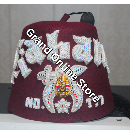 Custom embroidered Shriner Fez for Masonic members Shriner Fez Hat - Masonic Fraternity Fez with Custom Embroidery