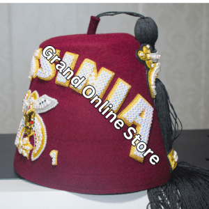 Shriner Fez Cap With Bullion wire Embroidery and Rhinestones Personalized Fez Hat 3 Shriner Fez Hat - Masonic Fraternity Fez with Custom Embroidery