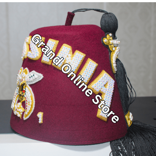 Custom embroidered Shriner Fez for Masonic members Shriner Fez Hat - Masonic Fraternity Fez with Custom Embroidery