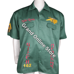 Shriner shirt with embroidery Shriner walking shirt with pockets Custom Shriner walking shirt with dickey Dickey style Shriner walking shirts Embroidered Shriner casual shirt