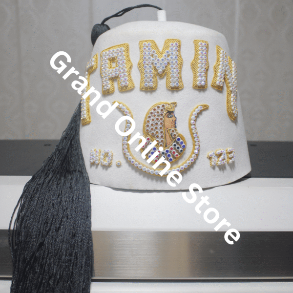 Tamin Court Personalized DOI Fez with Custom Embroidery Elegant DOI Fez with Black Tassel