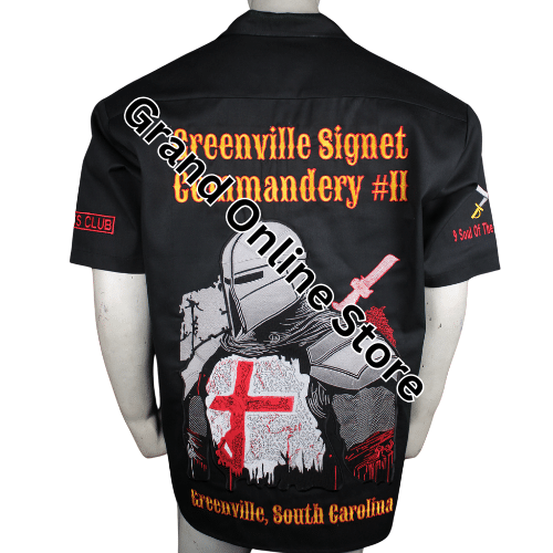 Embroidered Knight Templar shirt with Masonic Knight Templar Shriner shirt with classic short sleeves