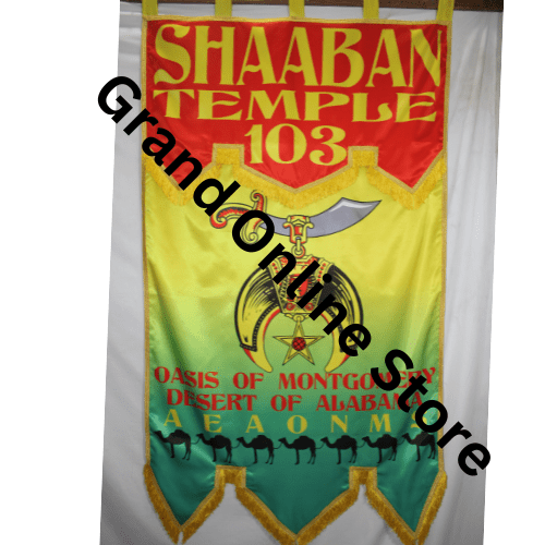 Shriner sublimation banner with detailed Shriner emblem and colorful design