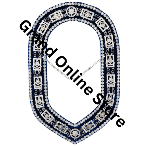 Blue Lodge Masonic rhinestone Chain collars with silver jewels
