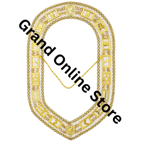Blue Lodge Chain Collars Gold Plated Brass Jewels featuring traditional Masonic symbols
