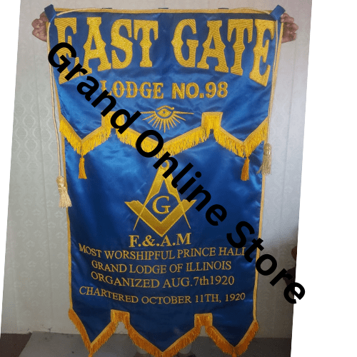 East Gate Masonic Lodge Banners With Bullion Wire High Quality Hand Embroidery