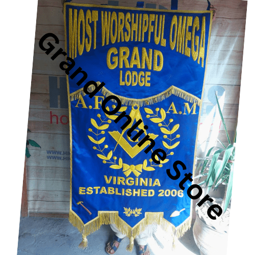 Grand Lodge Masonic Banners Hand-Made Embroidery With Gold Bullion Wires