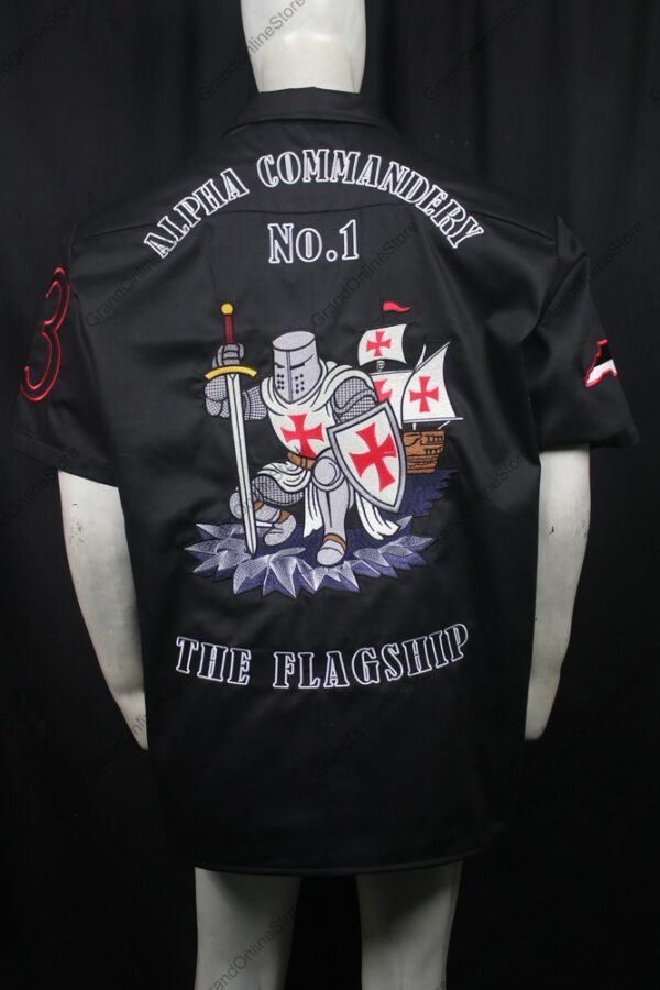 Alpha Commandery Custom Embroidered Knight Templar Walking Shirt | Premium Dickey Shirt for Sir Knights & Masonic Events