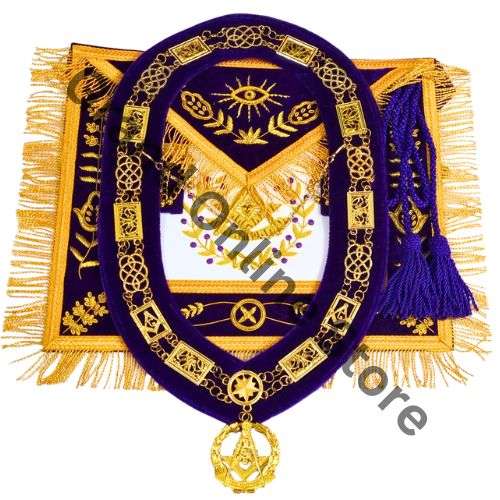 Masonic Grand Lodge Chain Collar and Grand Lodge Past Master Apron + Jewel