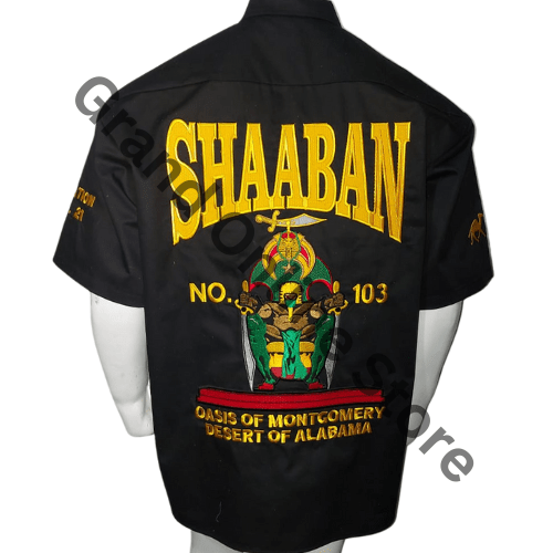 Shaaban Temple Shriner Walking Shirts Breathable Fabric Embroidered Fraternal Shirts