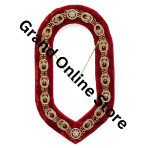 Shriners Chain Collar Gold Plated On Red Velvet with Rhinestones